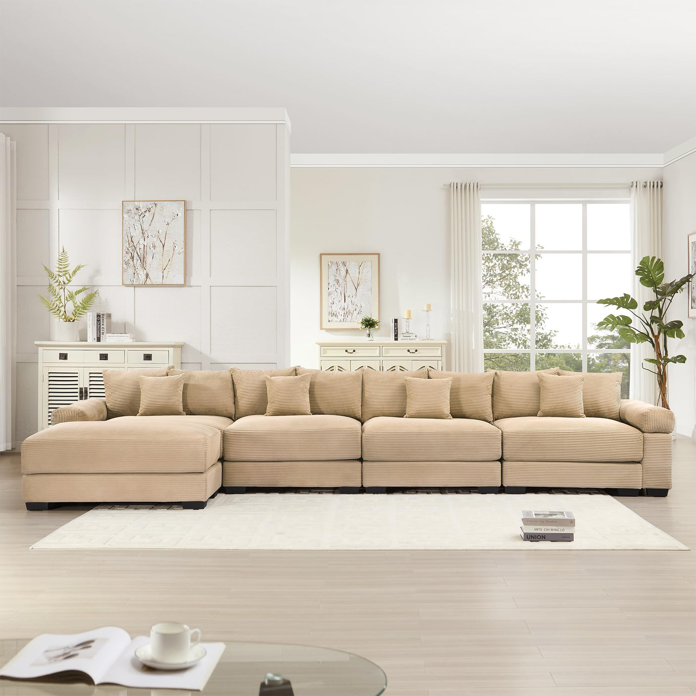 54" Oversized Corduroy Modular Sectional Sofa - Premium Comfort with High-Density Foam & Flexible Design