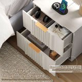 Fluted Nightstand with Charging Station