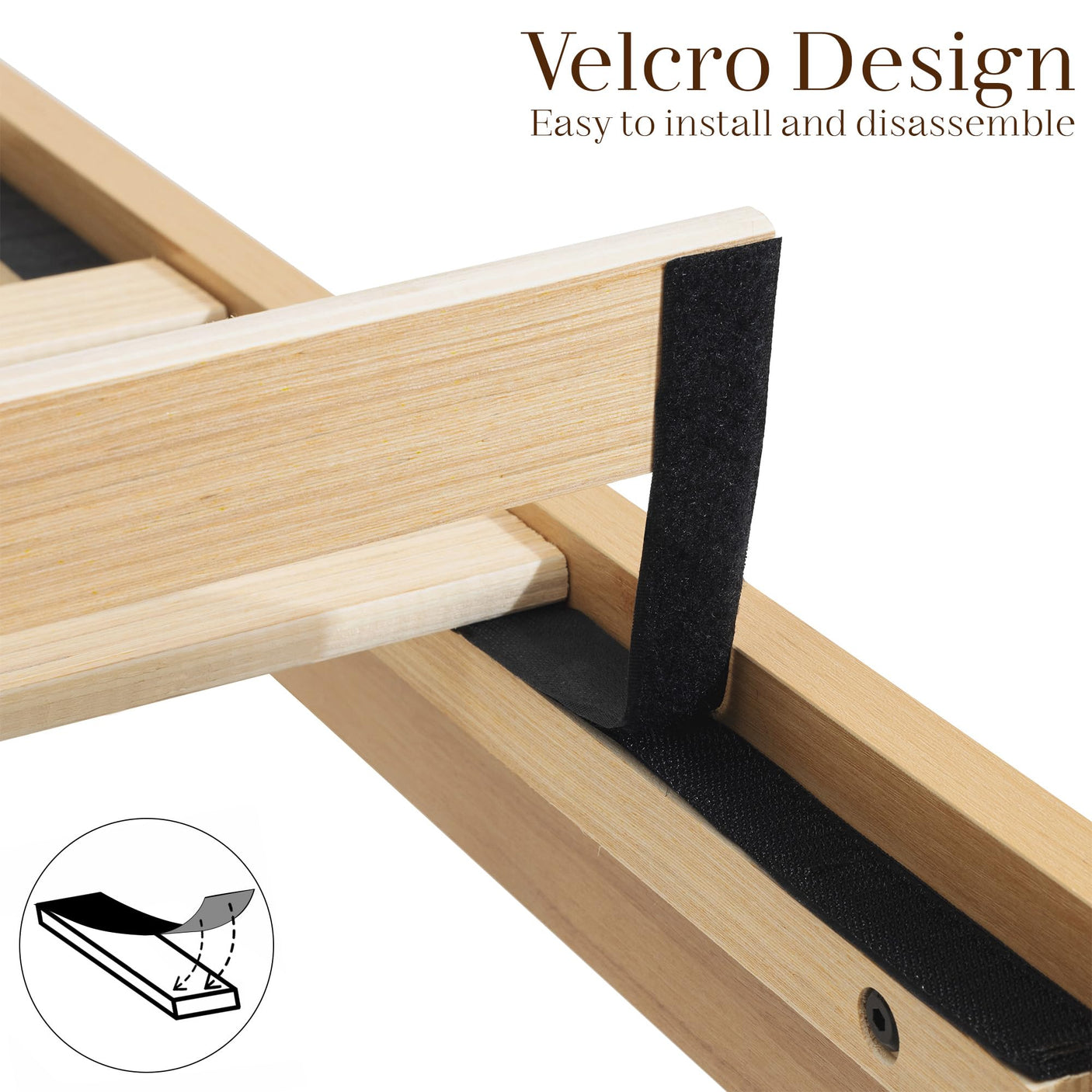 Yechen Diamond Headboard Platform Bed Frame | Boho Wood-Look, No Box Spring Needed
