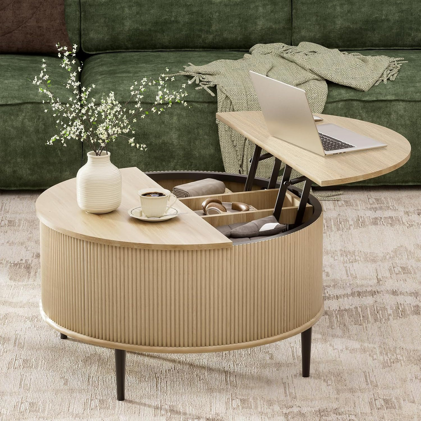 31.5" Round Coffee Table with Storage