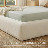 Yechen Cloud Bed Frame | Ribbed Chenille Upholstered Bed with 5.9" Padded Headboard | Queen & King