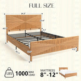 Bohemian Rattan Queen Bed Frame with Headboard and Footboard