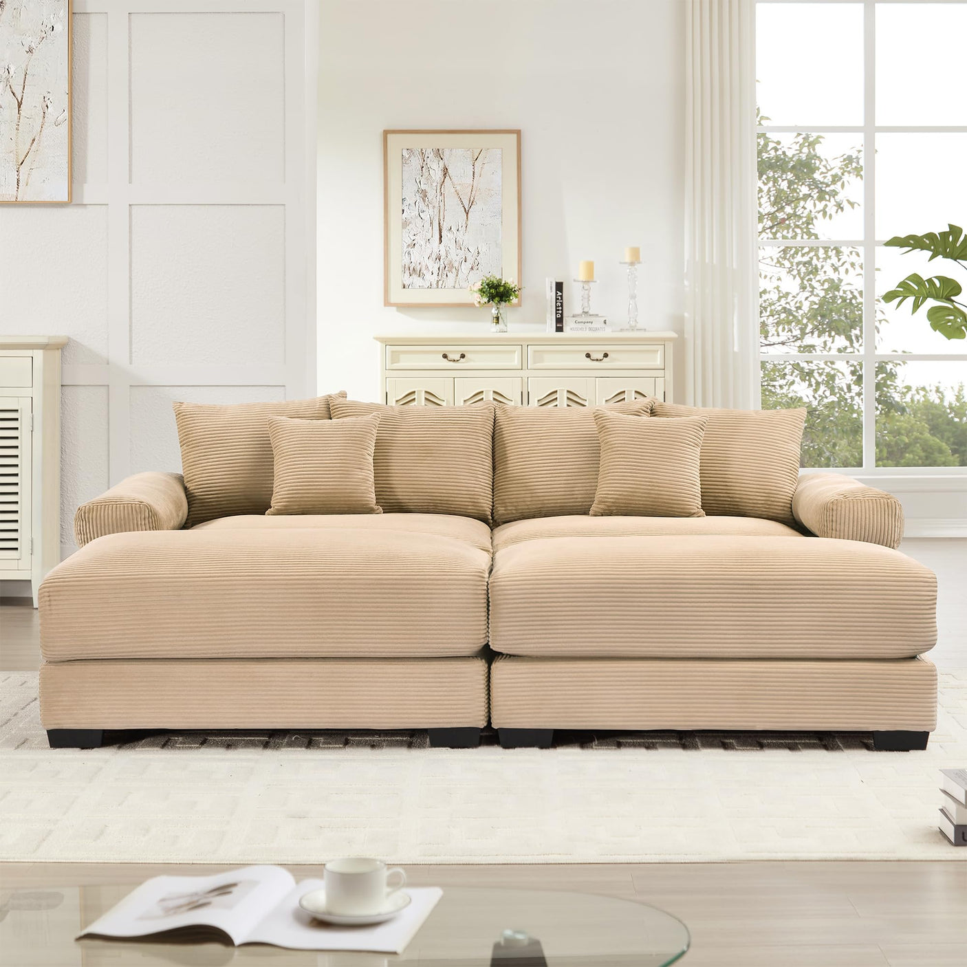 54" Oversized Corduroy Modular Sectional Sofa - Premium Comfort with High-Density Foam & Flexible Design