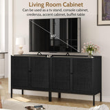 Sideboard Cabinet with Natural Rattan Decorated Doors
