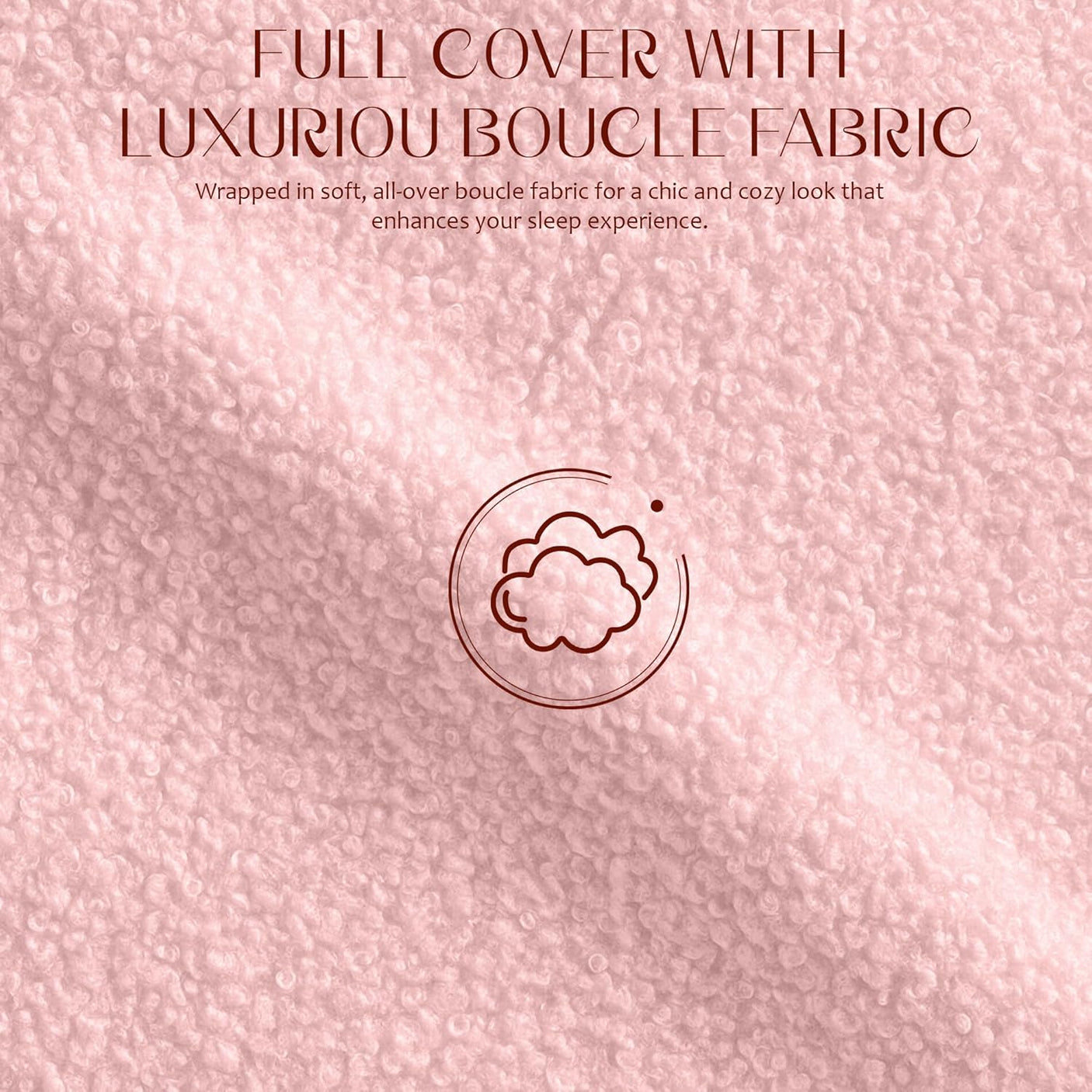 Boucle Fabric Cloud Bed Frame with Round Corner Headboard