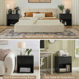 Yechen Fluted Nightstand | 22.8" Wide Mid-Century Bedside Table with Hidden Drawer & Open Shelf