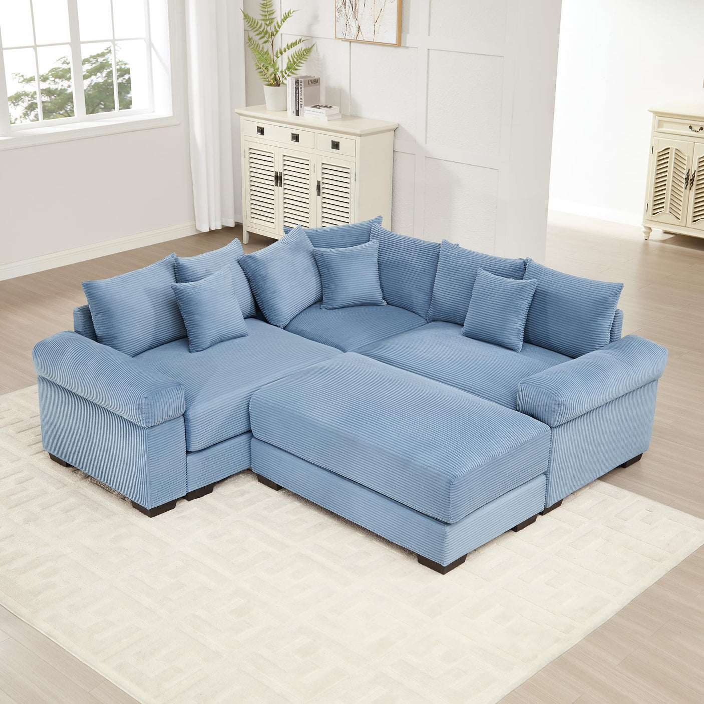 54" Oversized Corduroy Modular Sectional Sofa - Premium Comfort with High-Density Foam & Flexible Design