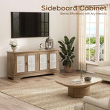 63" Farmhouse Accent Sideboard Buffet Cabinet with Painted 3D Decorative Doors