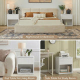Yechen Fluted Nightstand | 22.8" Wide Mid-Century Bedside Table with Hidden Drawer & Open Shelf