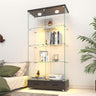 YECHEN Glass Display Cabinet with LED Lights | Double-Door Curio Cabinet with 2 Drawers