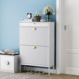 Slim Entryway Shoe Organizer with Half linear Circle Doors