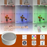 YECHEN Glass Display Cabinet with LED Lights | Double-Door Curio Cabinet with 2 Drawers