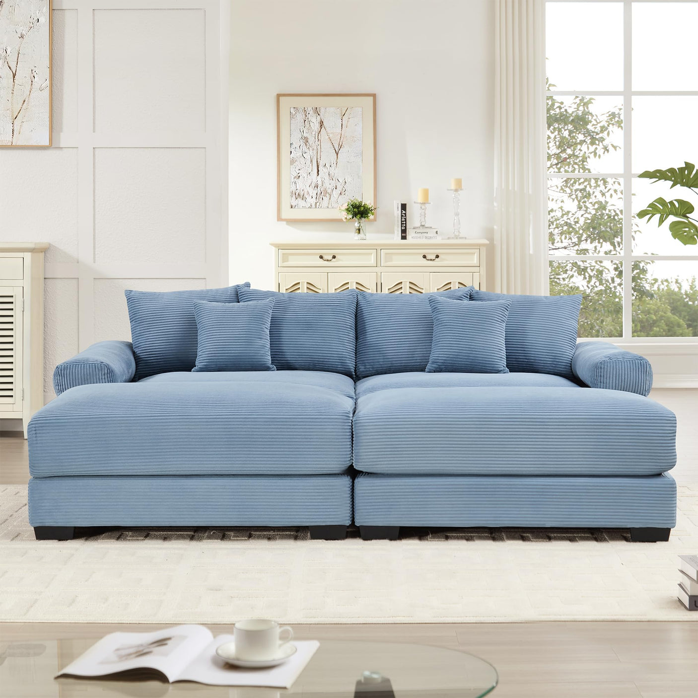 54" Oversized Corduroy Modular Sectional Sofa - Premium Comfort with High-Density Foam & Flexible Design