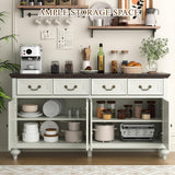 62" Large Farmhouse Buffet Cabinet with 4 Drawers & 4 Doors