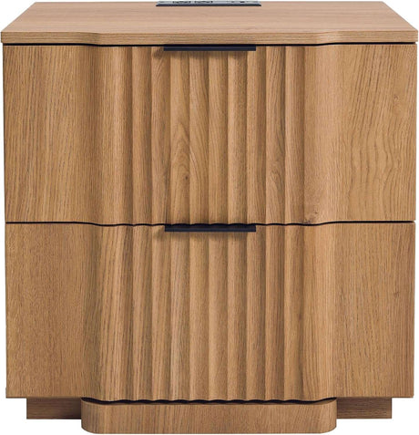 Fluted Nightstand with Charging Station