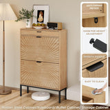 Slim Entryway Shoe Organizer with Half linear Circle Doors