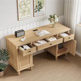 58" Modern Boho Rattan Door Executive Desk