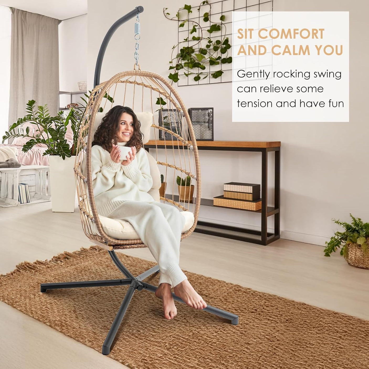 Outdoor Hammock Egg Hanging Chair with Cushion