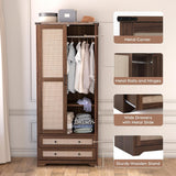 YECHEN 71" Modern Armoire Wardrobe: All-in-One Storage with 2 Drawers & Adjustable Shelves