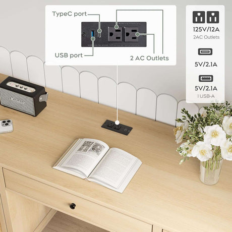 58'' Wood Executive Desk with 3 Drawers & 2 Cabinet