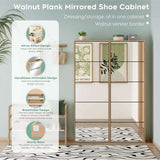 Mirror Shoe Cabinet with 5 Flip Drawers