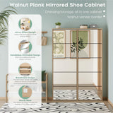 Mirror Shoe Cabinet with 5 Flip Drawers