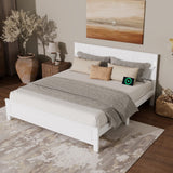 Farmhouse Bed Frame with LED Lights & Charging Station | Solid Pine Wood | Queen & King
