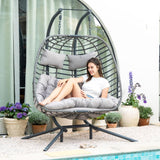 Double Egg Swing Chair with Stand for Outdoor