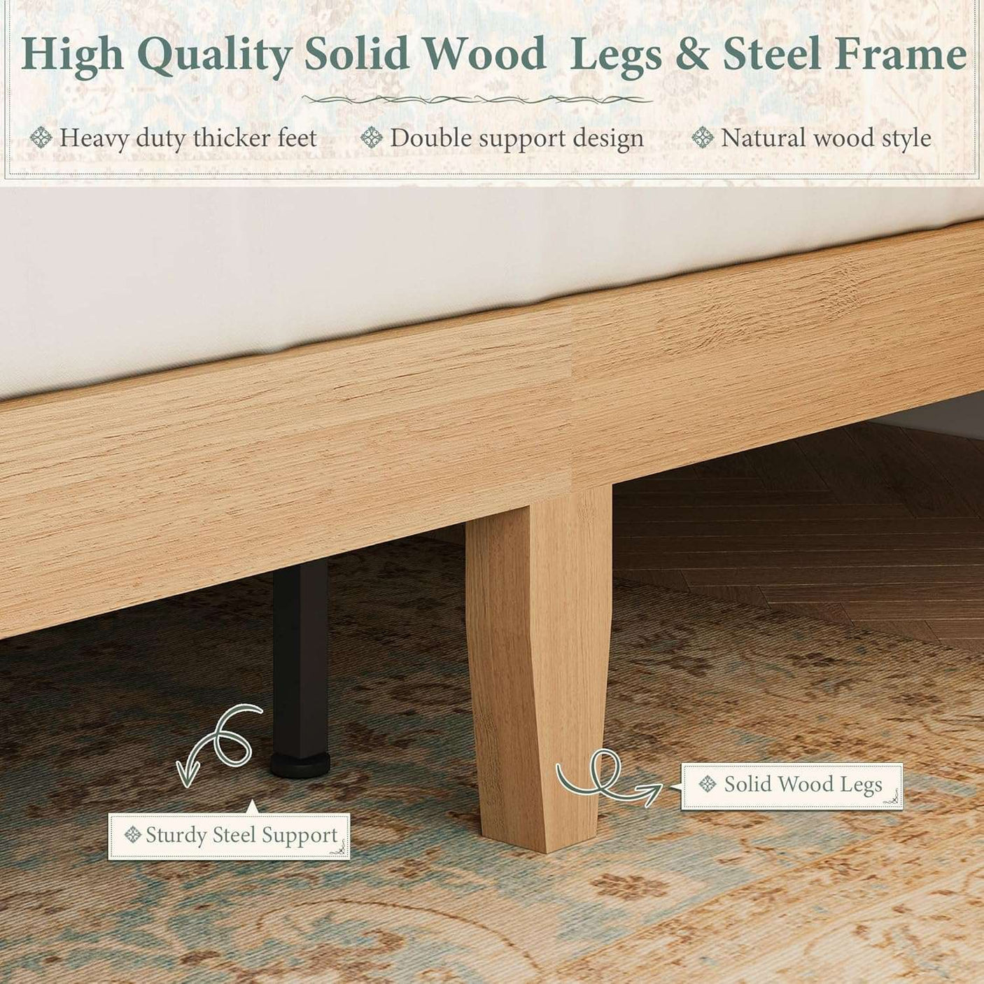 Retro Fluted Queen Bed Frame with 55" Tall Headboard and Storage Drawers