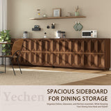Yechen 59" Walnut Sideboard – Modern 3D Geometric Buffet Cabinet