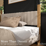 Yechen Full Size Natural Wood Bed Frame with Headboard