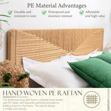 Yechen Home Hand-Woven Rattan Bed with Vintage Headboard