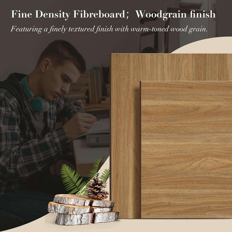 Yechen 57" Modern Rattan Executive Desk with 5 Drawers