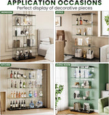 YECHEN Glass Display Cabinet with 5-Shelf | Tempered Glass Curio Cabinet with Lock, Double Doors & Anti-Topple Device