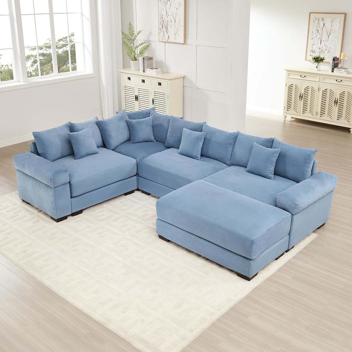 54" Oversized Corduroy Modular Sectional Sofa - Premium Comfort with High-Density Foam & Flexible Design