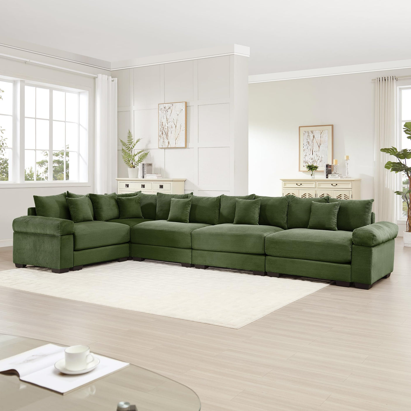 54" Oversized Corduroy Modular Sectional Sofa - Premium Comfort with High-Density Foam & Flexible Design