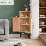 4-Tier Rattan Doors Corner Storage Cabinet