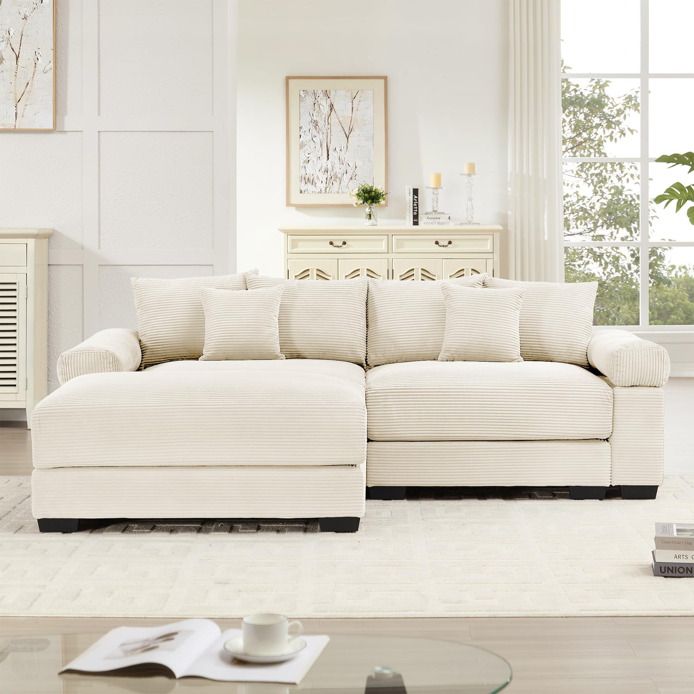 54" Oversized Corduroy Modular Sectional Sofa - Premium Comfort with High-Density Foam & Flexible Design