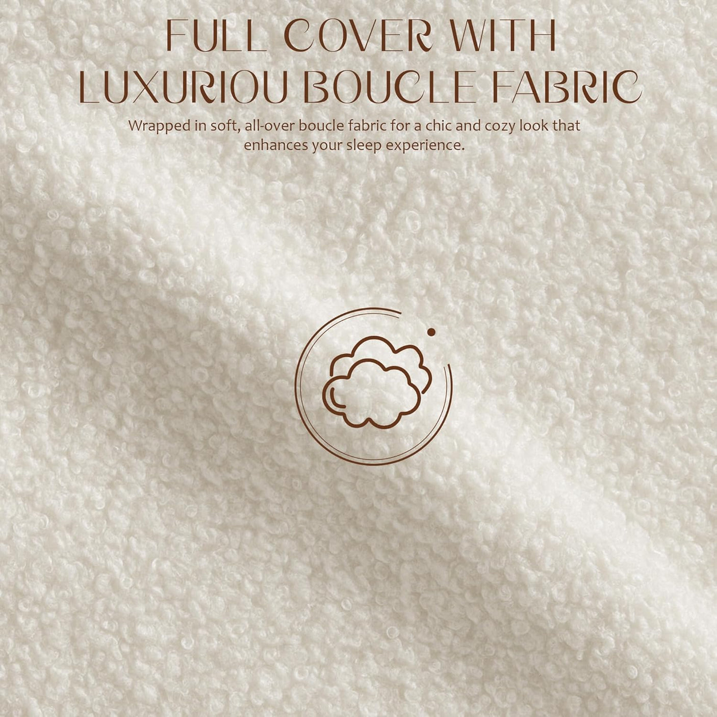 Boucle Fabric Cloud Bed Frame with Round Corner Headboard