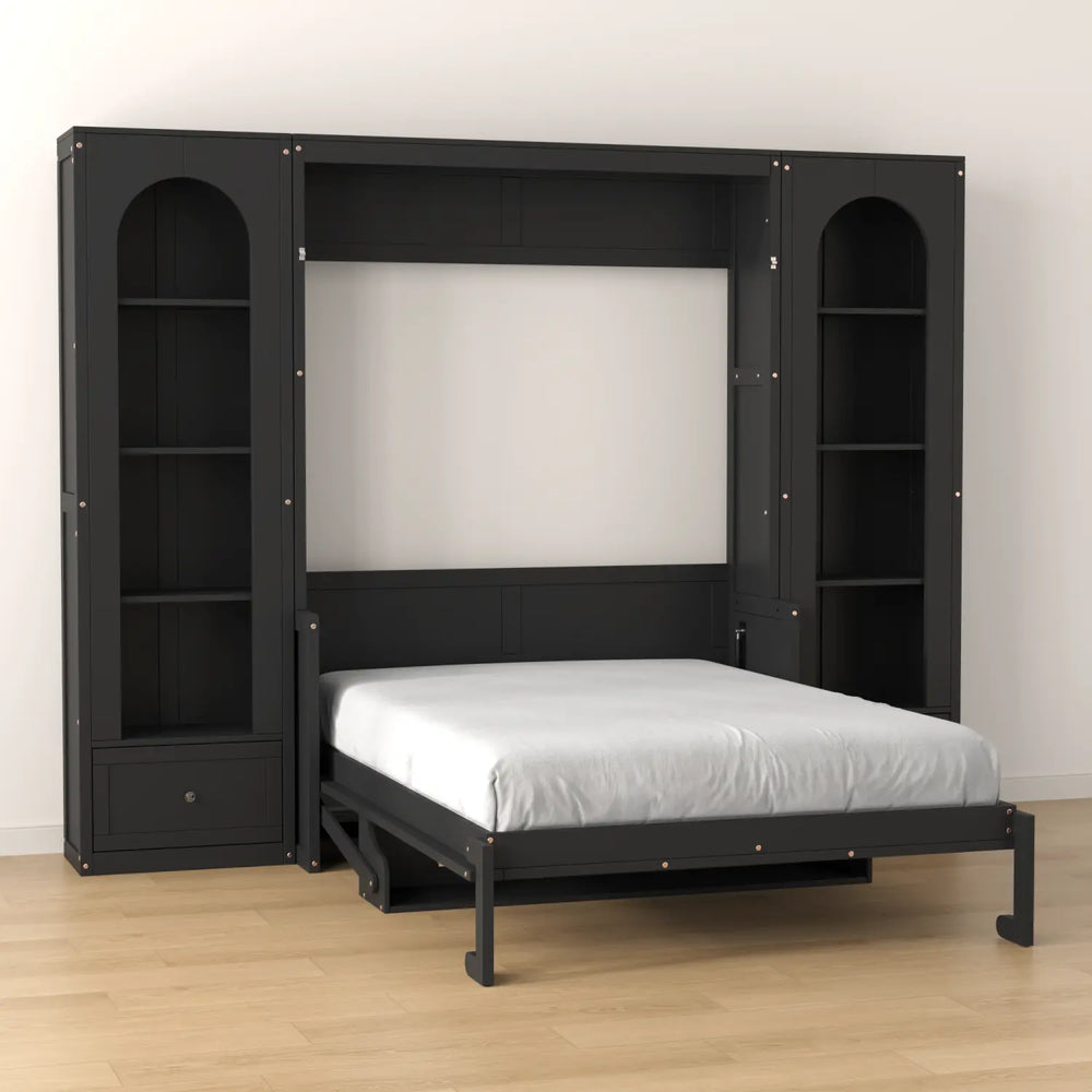 88"H Queen Size Murphy Platform Bed with Shelf