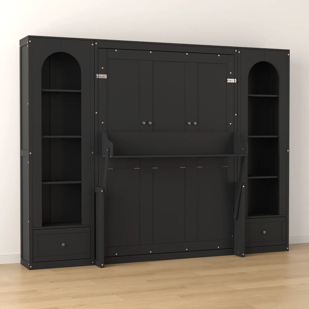 88"H Queen Size Murphy Platform Bed with Shelf