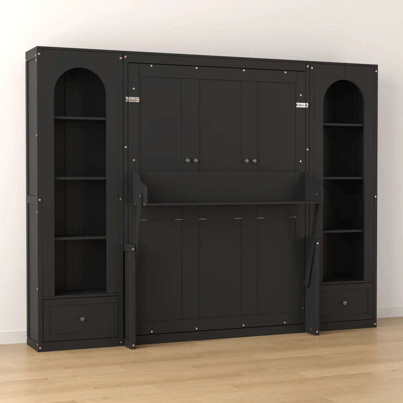 88"H Queen Size Murphy Platform Bed with Shelf