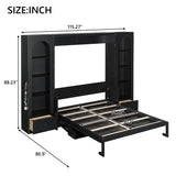 88"H Queen Size Murphy Platform Bed with Shelf