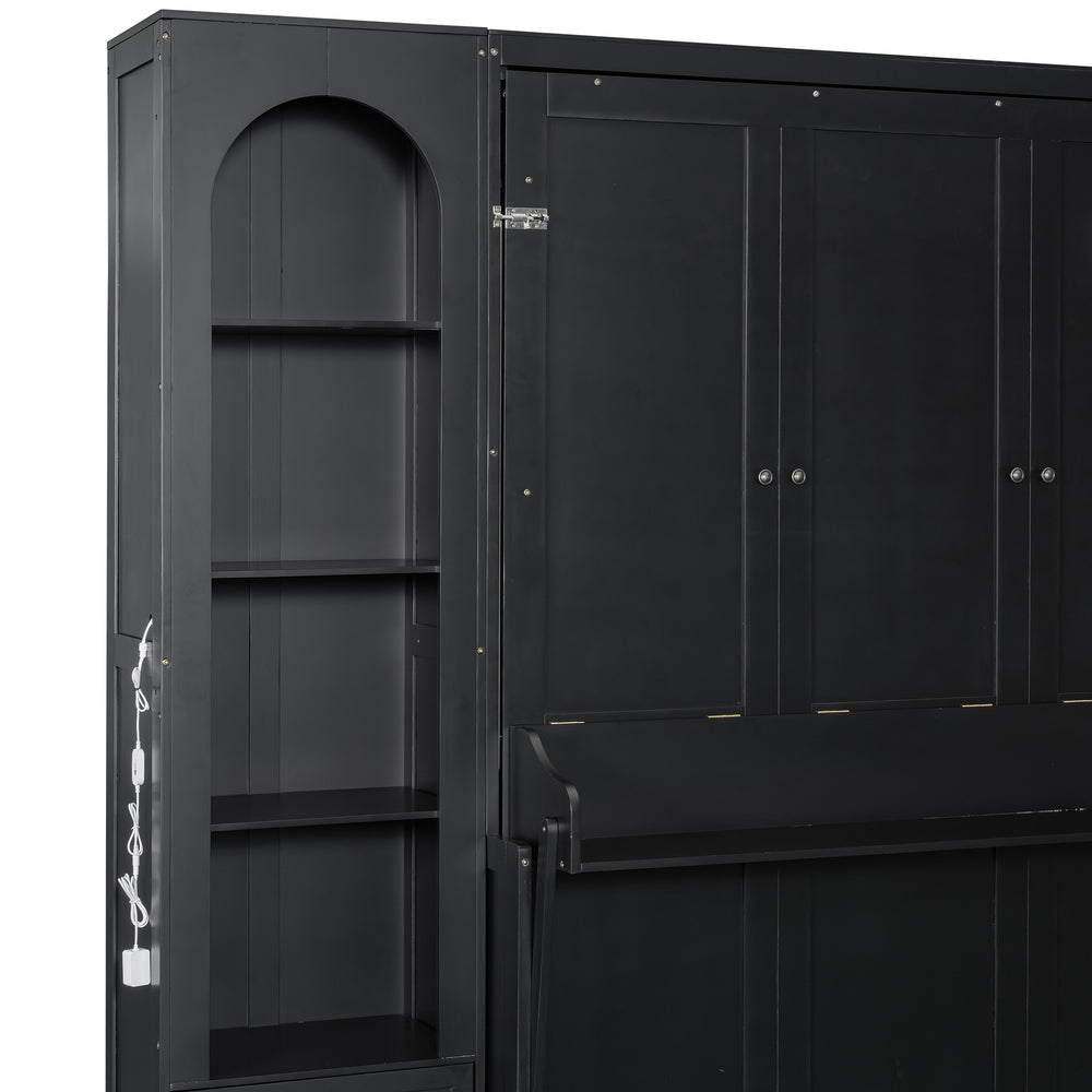 88"H Queen Size Murphy Platform Bed with Shelf