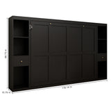 Queen Horizontal Murphy Bed with Storage Cabinets – Black