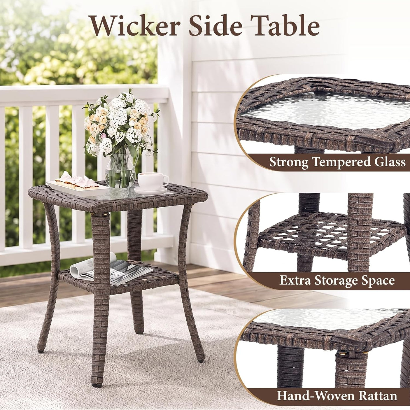 Outdoor Swivel Chair Set | PE Wicker Patio Conversation Set with Cushions | Beige