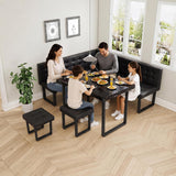 72" Corner Breakfast Nook Set | 5-Piece Dining Set with Storage Bench | Modern Black