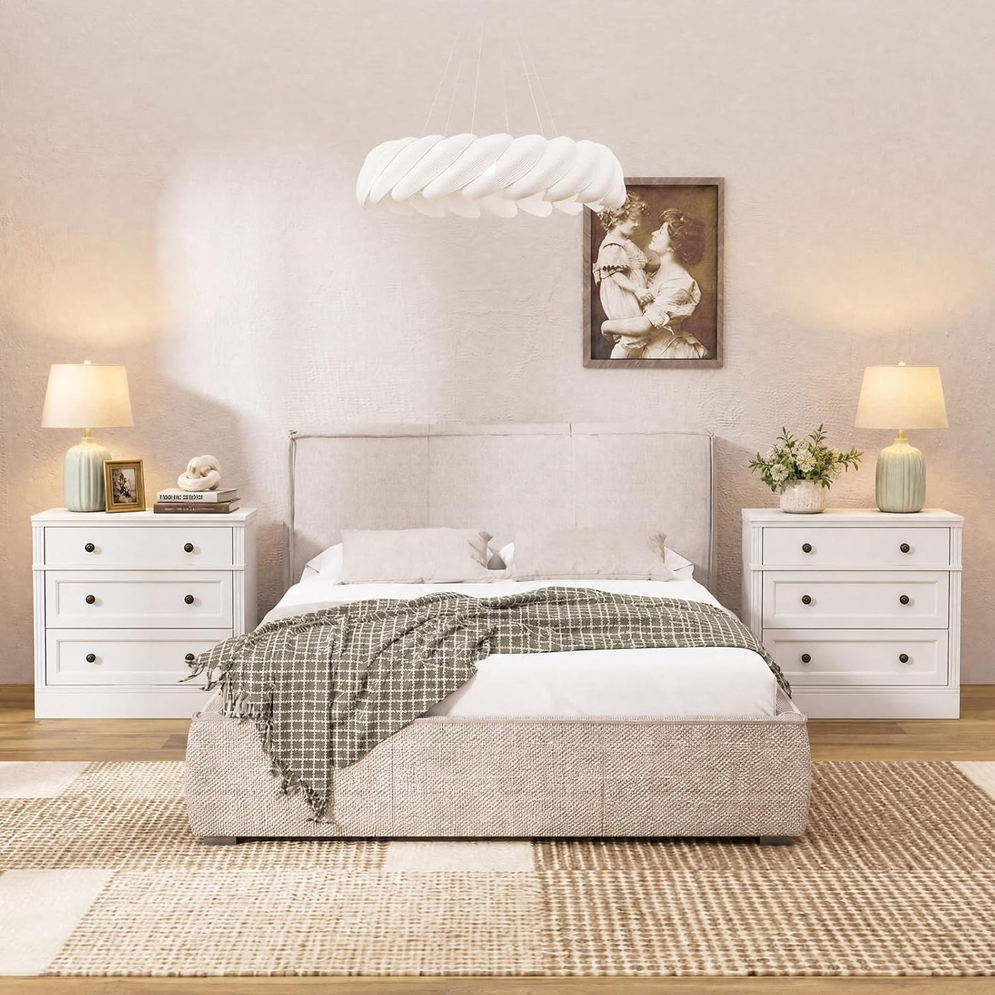31.5" Oversized Nightstand with 3 Drawers | Light Oak, Ivory White & Walnut