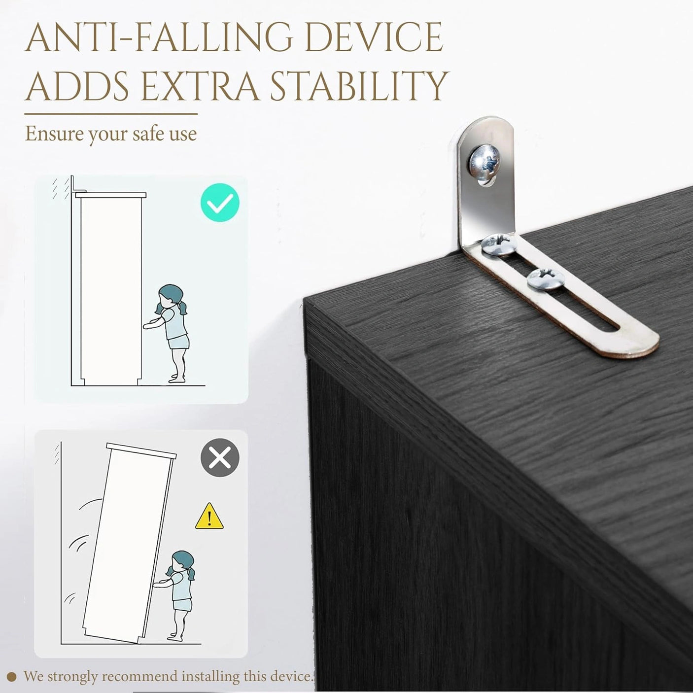 Yechen 67" Fluted Black Armoire Wardrobe with Doors & Drawer - Modern Wood Closet Cabinet