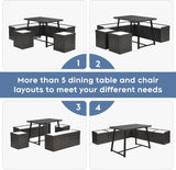 47 Inch Corner Dining Table Set with Storage Stool and Storage Bench
